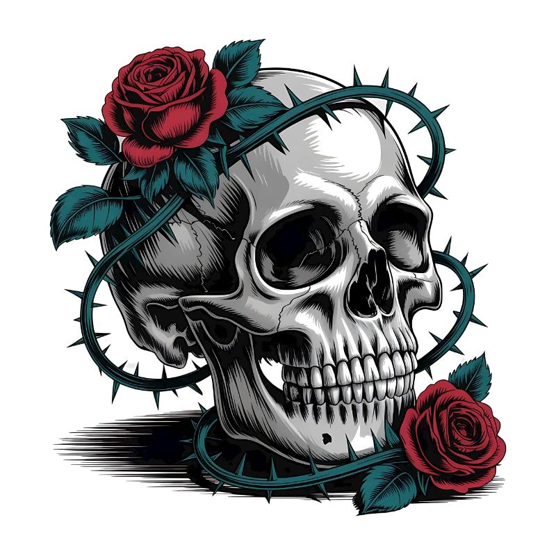 Crâne avec des fleurs de roses