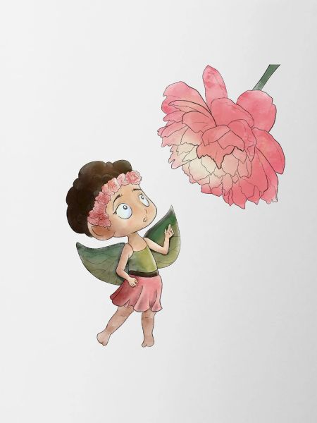 Magical fairy with peony