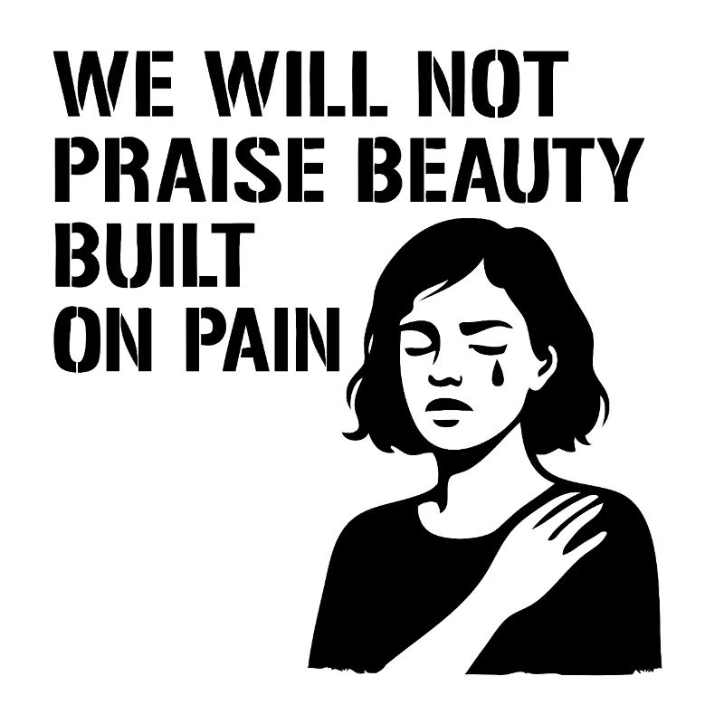 We will not praise beauty built on pain