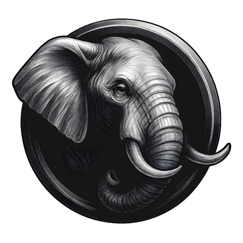 Conception de tête d’animal d’éléphant dans l’emblème