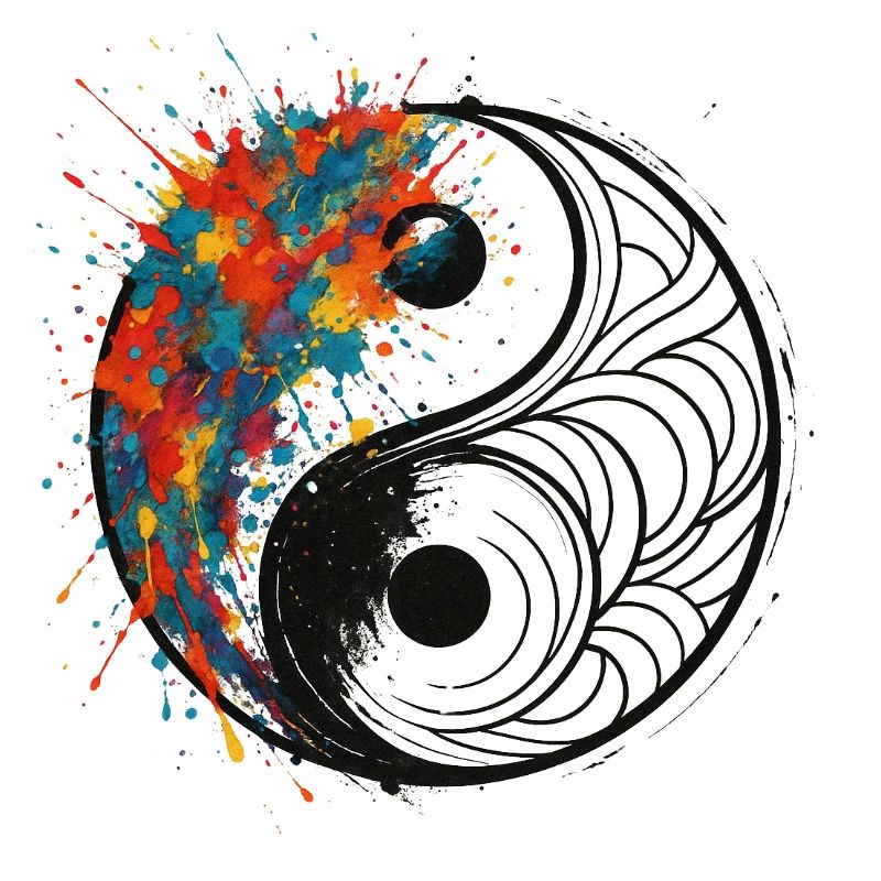 Yin-Yang Splash with Black Background