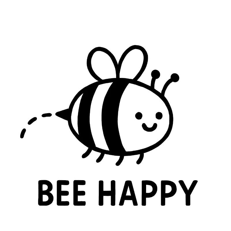 Bee Happy – Cute Smiling - black