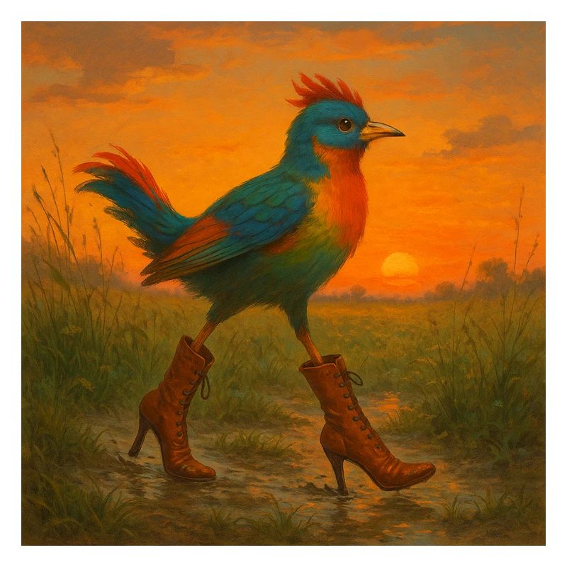 Oiseau coloré à Higheels