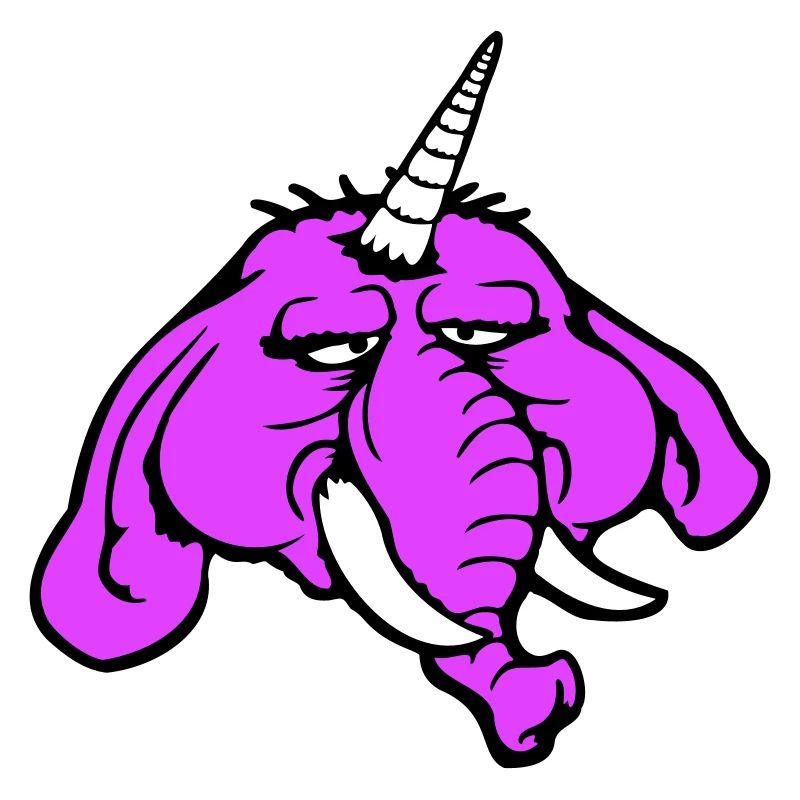 Unicorn, elephant, bad-tempered, angry, sad