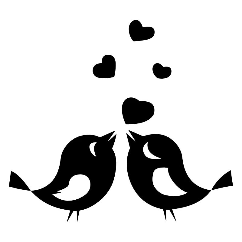 zwei vögel mit herzen