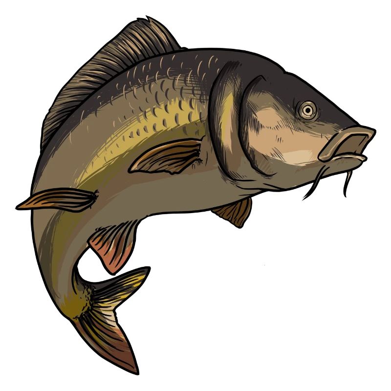 Scale Carp Carp Illustration Motif