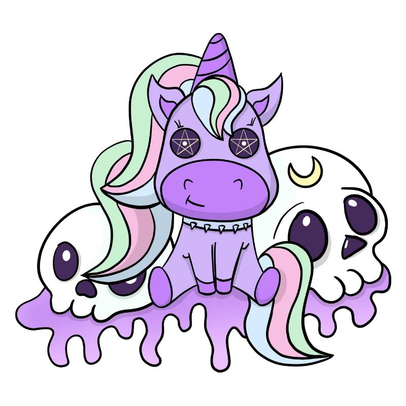 Pastel goth creepy witchy unicorn now goth bubble