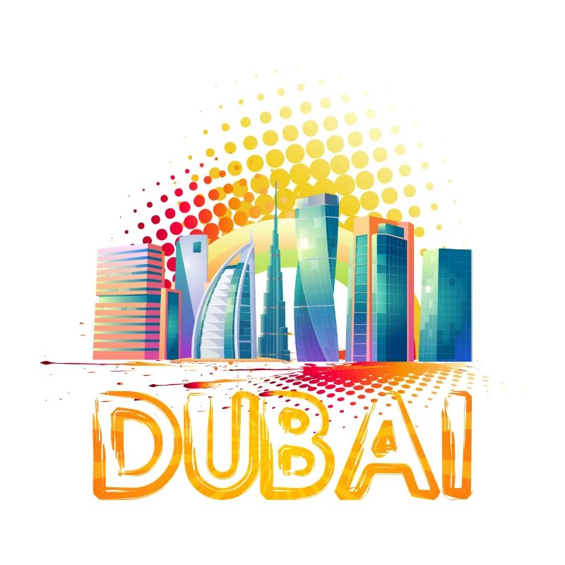 Dubaï Skyline Summer Sun Palm Beach Mer