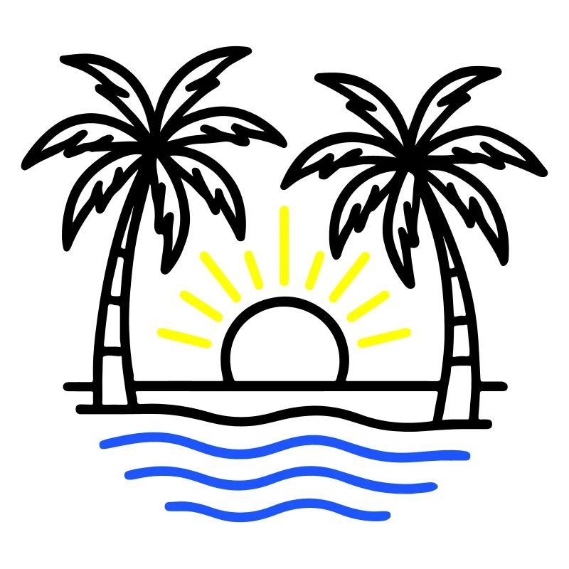 Plage de palmiers d’été