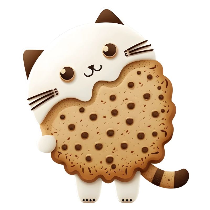 Kawaii biscuit cat with chocolate chips