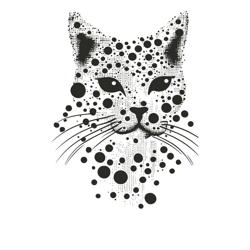 Visage de chat de chat dans la conception de points