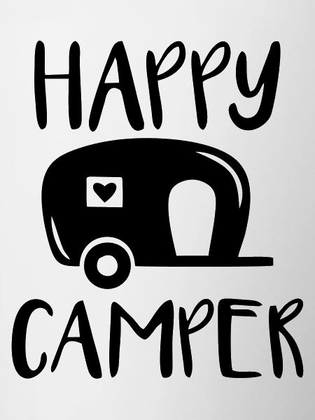 caravane campeur heureux