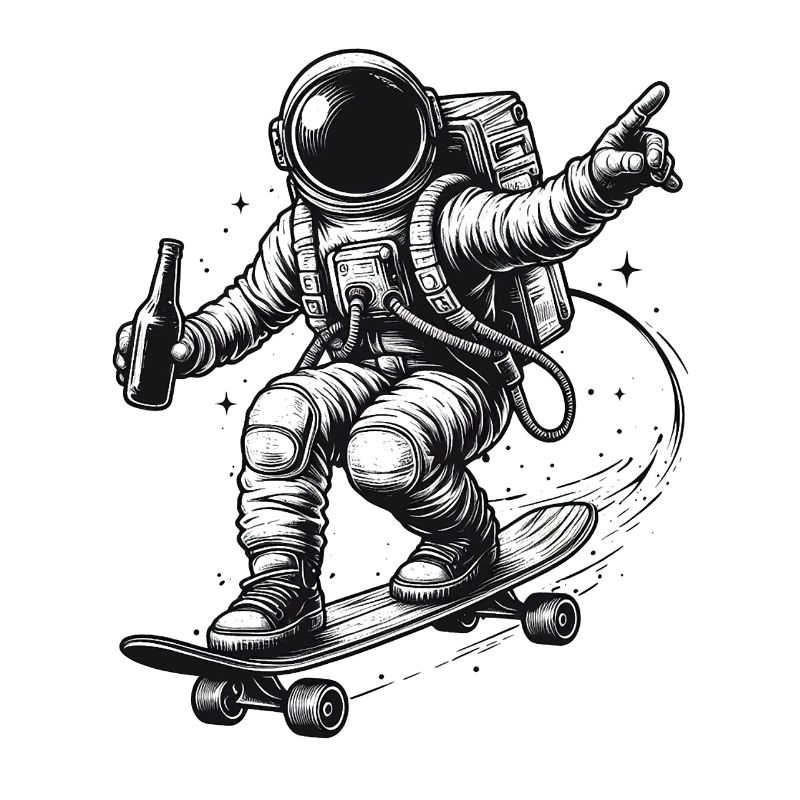Astronaut on skateboard