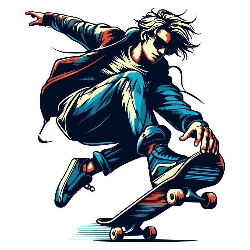 Lebendiges buntes Motiv eines Skaters