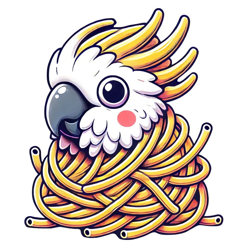 Oiseau mignon Cacatoès Oiseau de paradis Spaghetti Monster