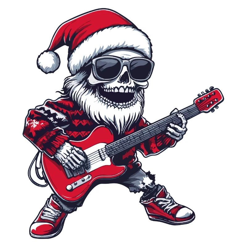Squelette Père Noël Guitare
