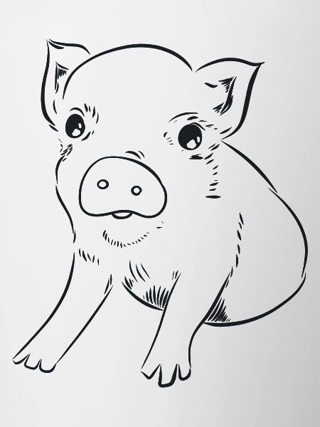 Piglet, graphic black and white