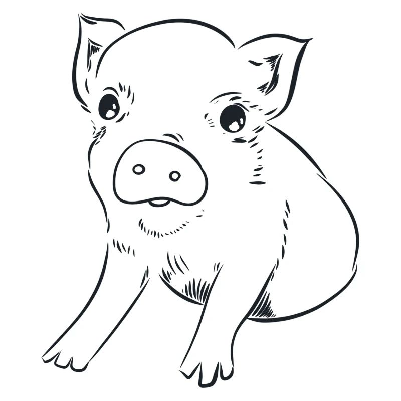 Piglet, graphic black and white