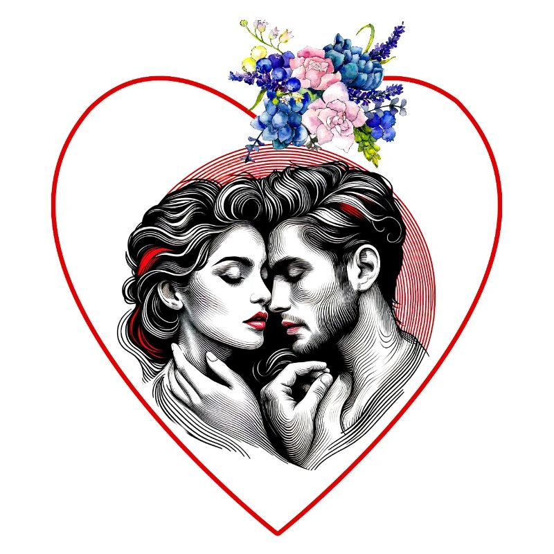 Heart duo in flower frame