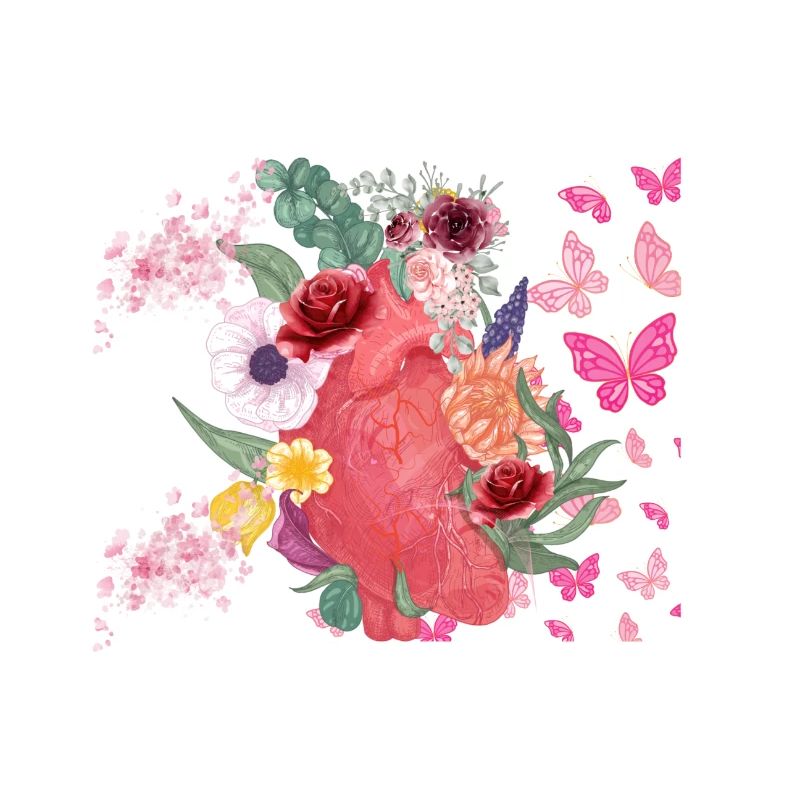 Cœur fleurs et papillons