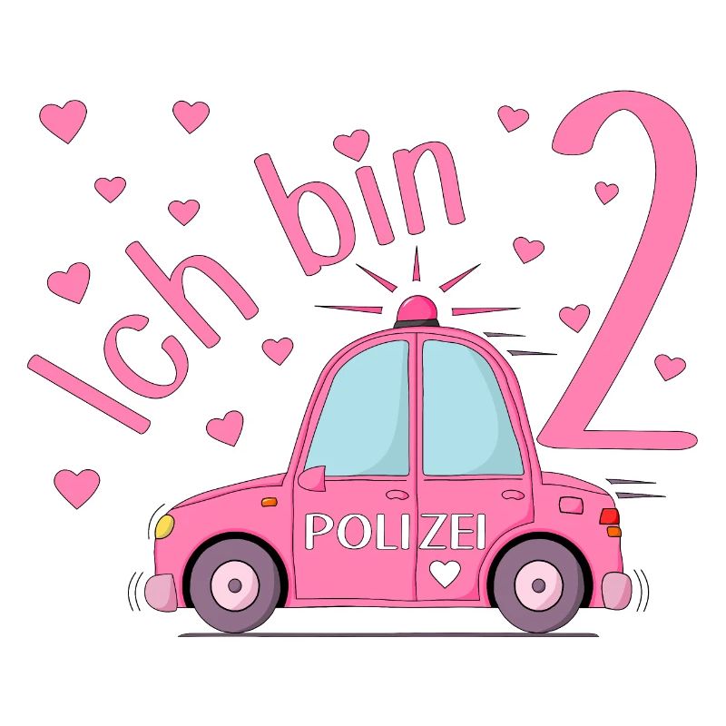 Polizeiauto Ich bin 2 Geburtstag Rosa