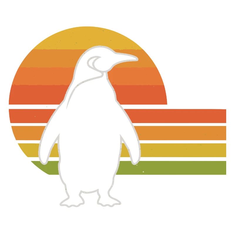 Penguin silhouette sunset design