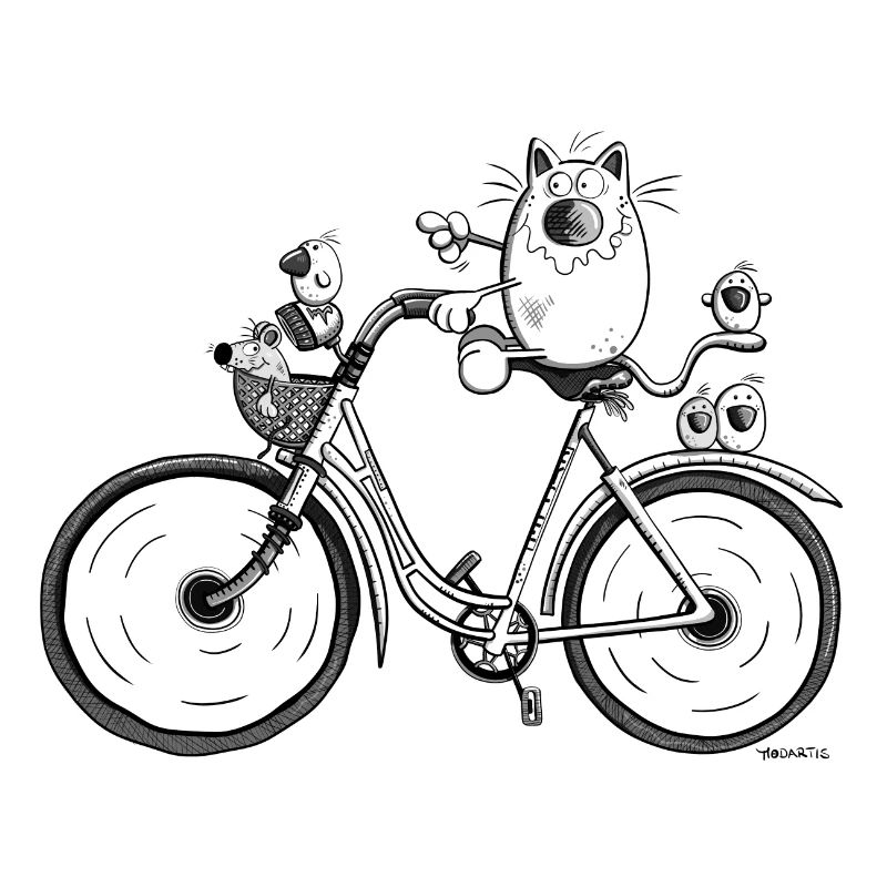 The cat is biking