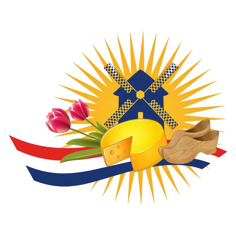 Windmühle mit Tulpen ,Clogs und holländischen Käse