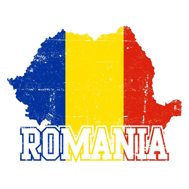 Romania Map Flag Emblem