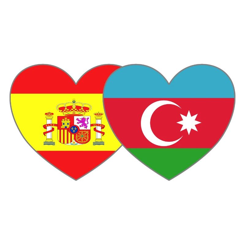 Espagne Azerbaïdjan Drapeau Cœur