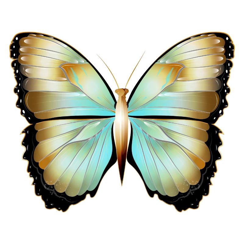 hand-drawn gold shimmering butterfly