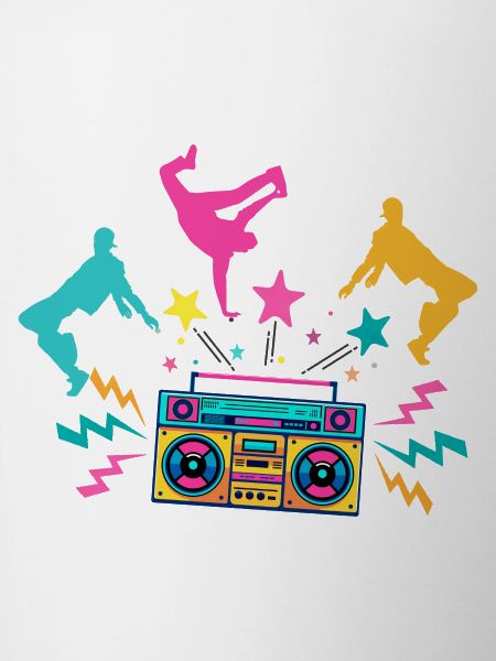 Boombox Neon Dancing Silhouettes