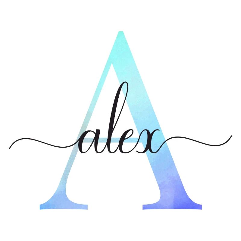A| Monogramme | Nom | Alex | Aquarelle