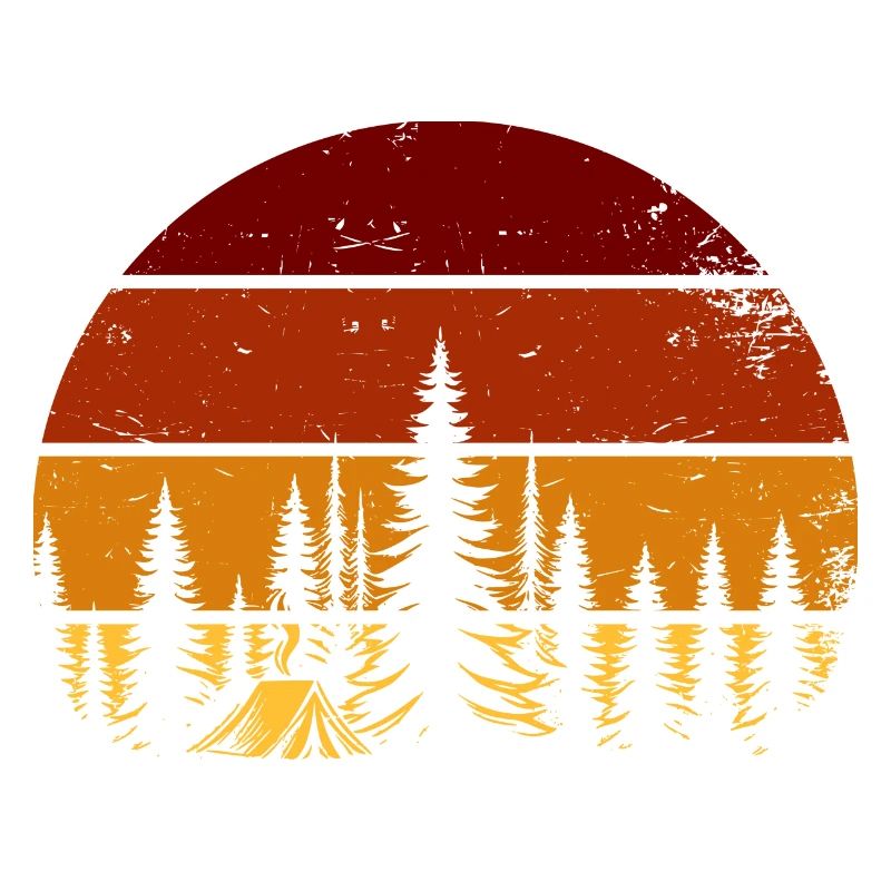 Coucher de soleil rétro dans la forêt – Ambiance camping
