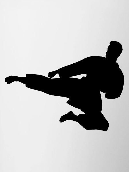 Karate oder Taekwondo sprangen seitwärts