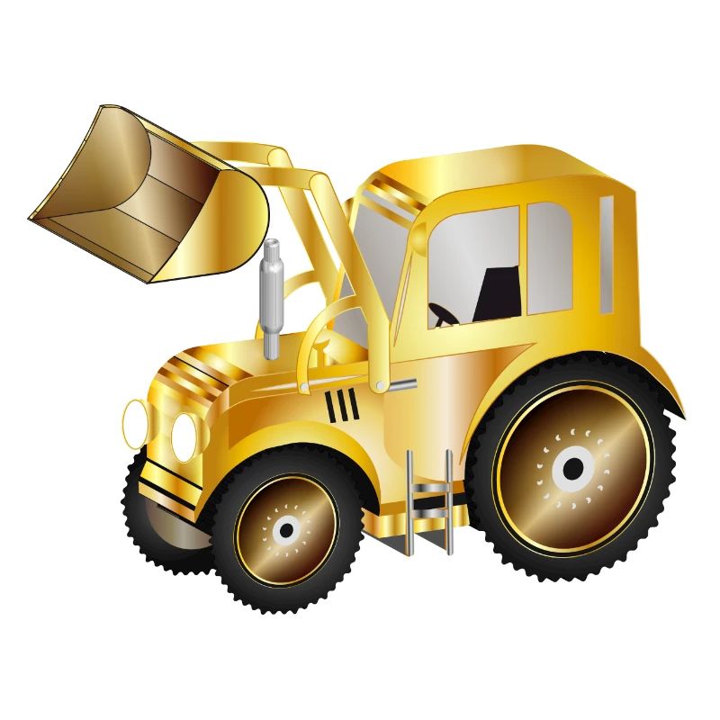 Tractor front loader in gold colors for tractor fans