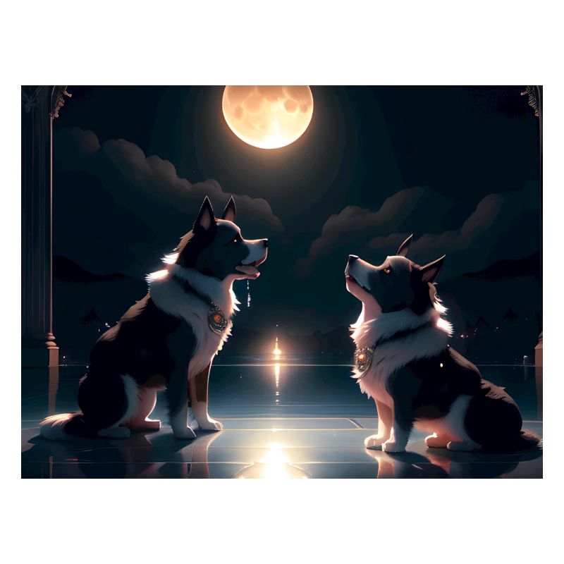 Duo canin au clair de lune
