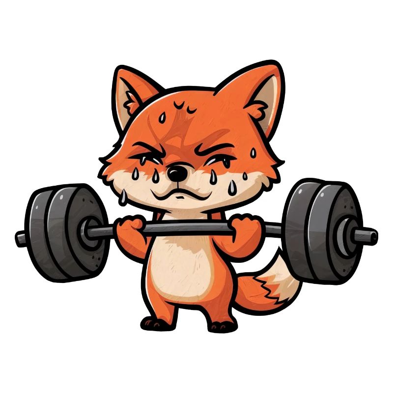 Red Fox at Barbell Workout: Weightlifting