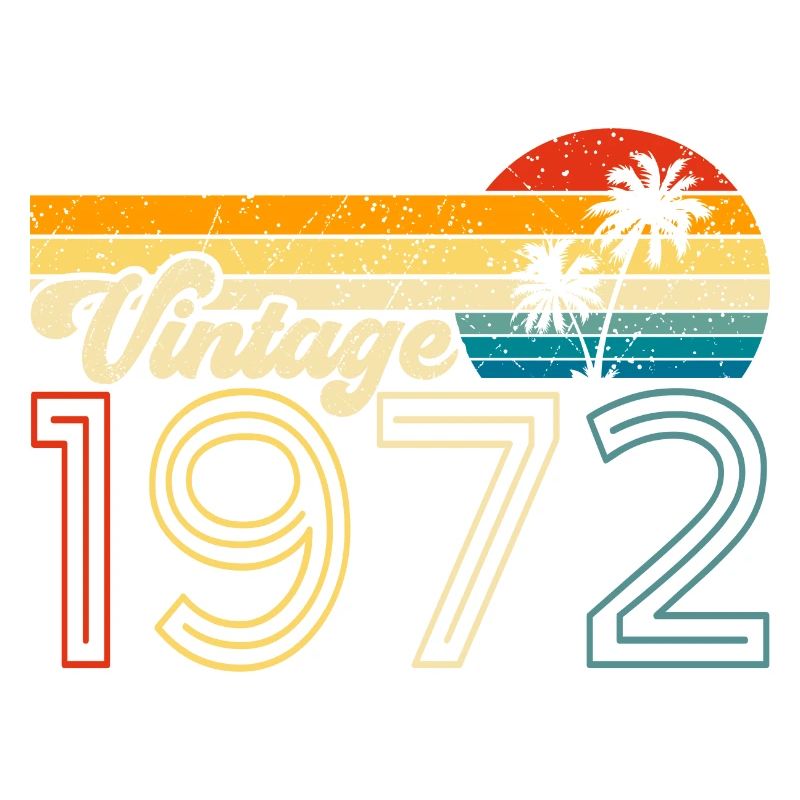 Vintage 70s design with retro palm trees