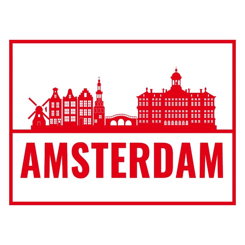 Amsterdam Skyline Red Silhouette