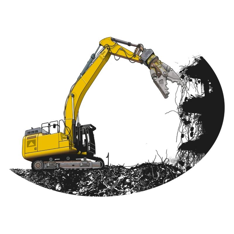 Tear-off excavator with scrap shears
