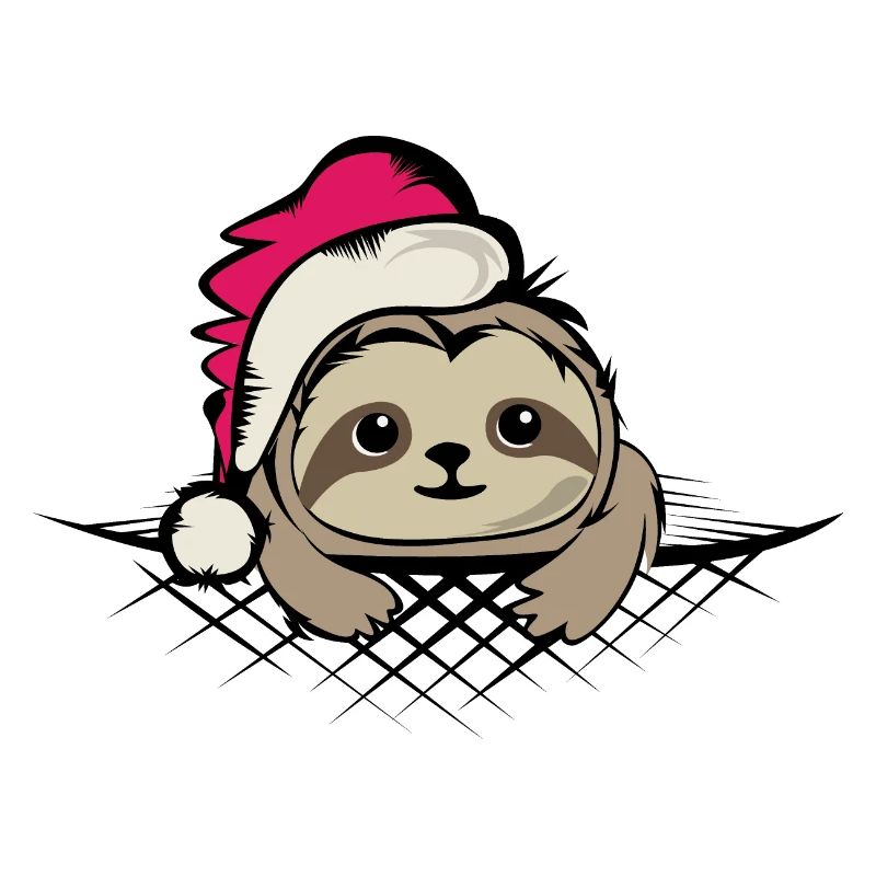 Santa Claus Sloth Hat Comic Funny Cartoon