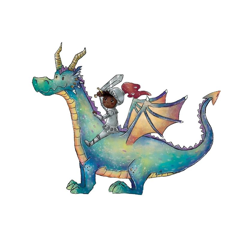 Mädchen mit Drachen auf magischem Abenteuer