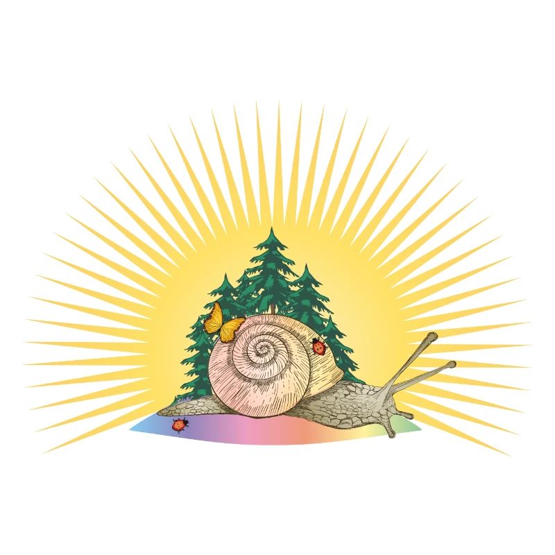 Escargot romain dans la forêt et le lever du soleil