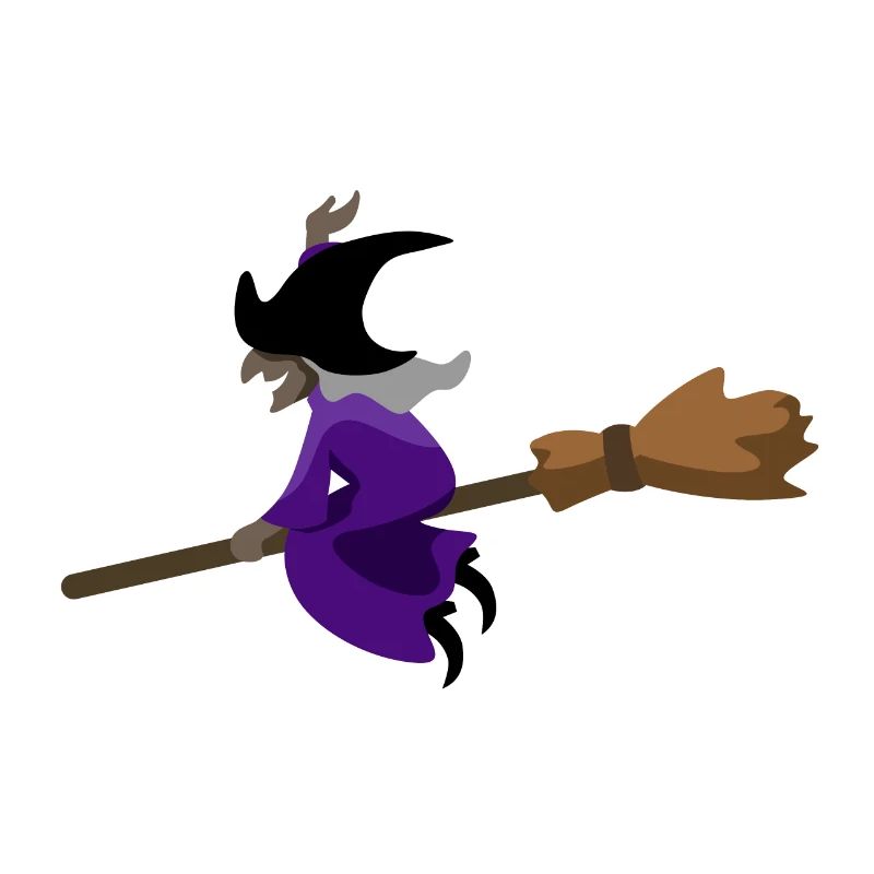 Witch flies on the broom