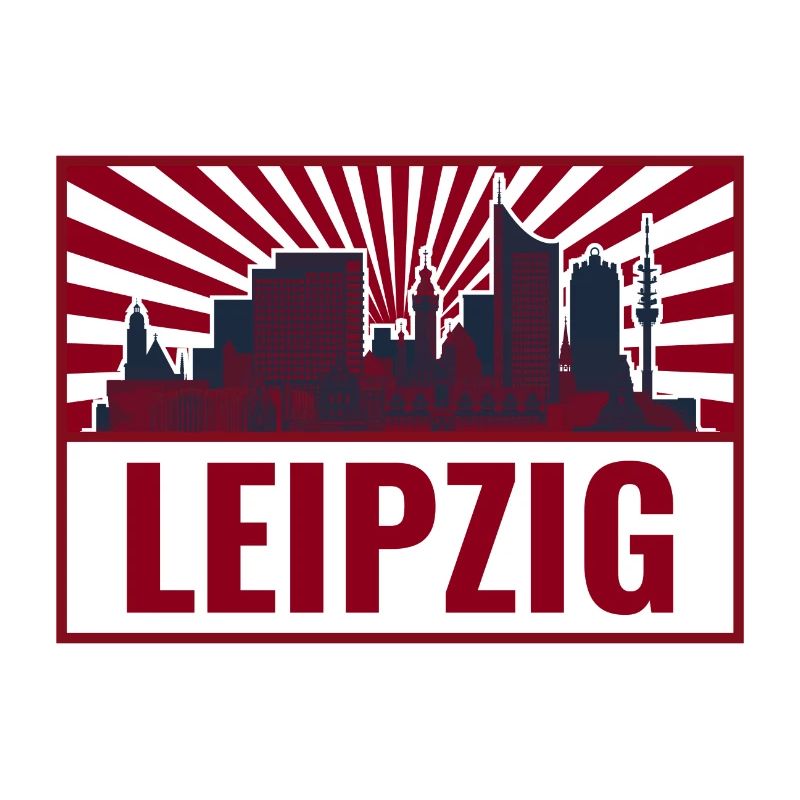 Leipzig Skyline Retro Red