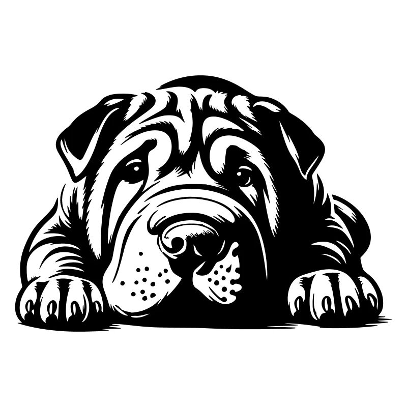 Shar Pei Head with Paws