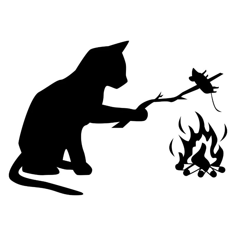 Cat at barbecue, camping, BBQ
