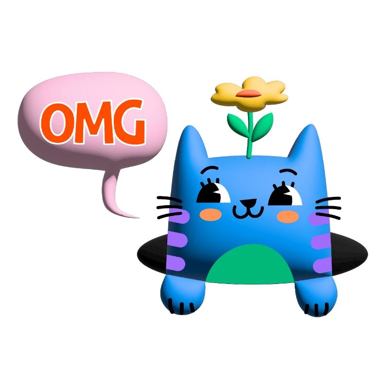 OMG chat mignon bulle 3d