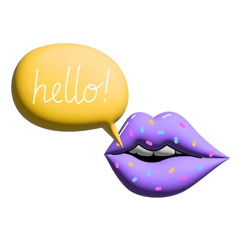 Bouche Hello Lèvres Rétro 3D Coloré